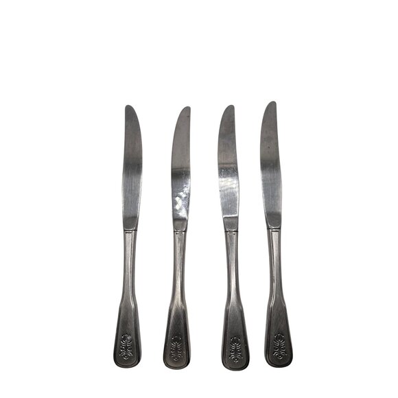 Oneida Silver Village Stainless Steel Butter Knives Set Of 4 Vintage 1982-1989 D - Picture 1 of 4